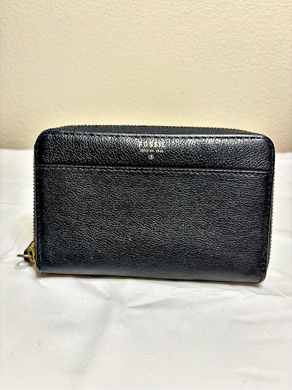 Vintage Fossil Zip Around Clutch Wallet Black